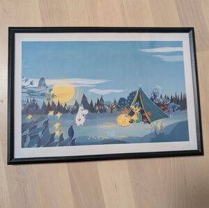 Framed Blue Camping Illustration Wall Art
